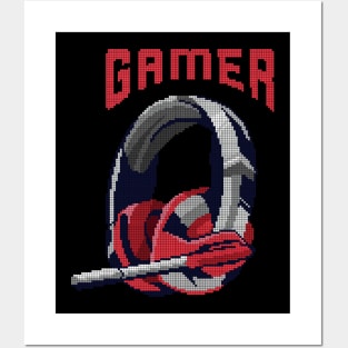 Gamer Pixel Headset - low-bit graphics - gift Posters and Art